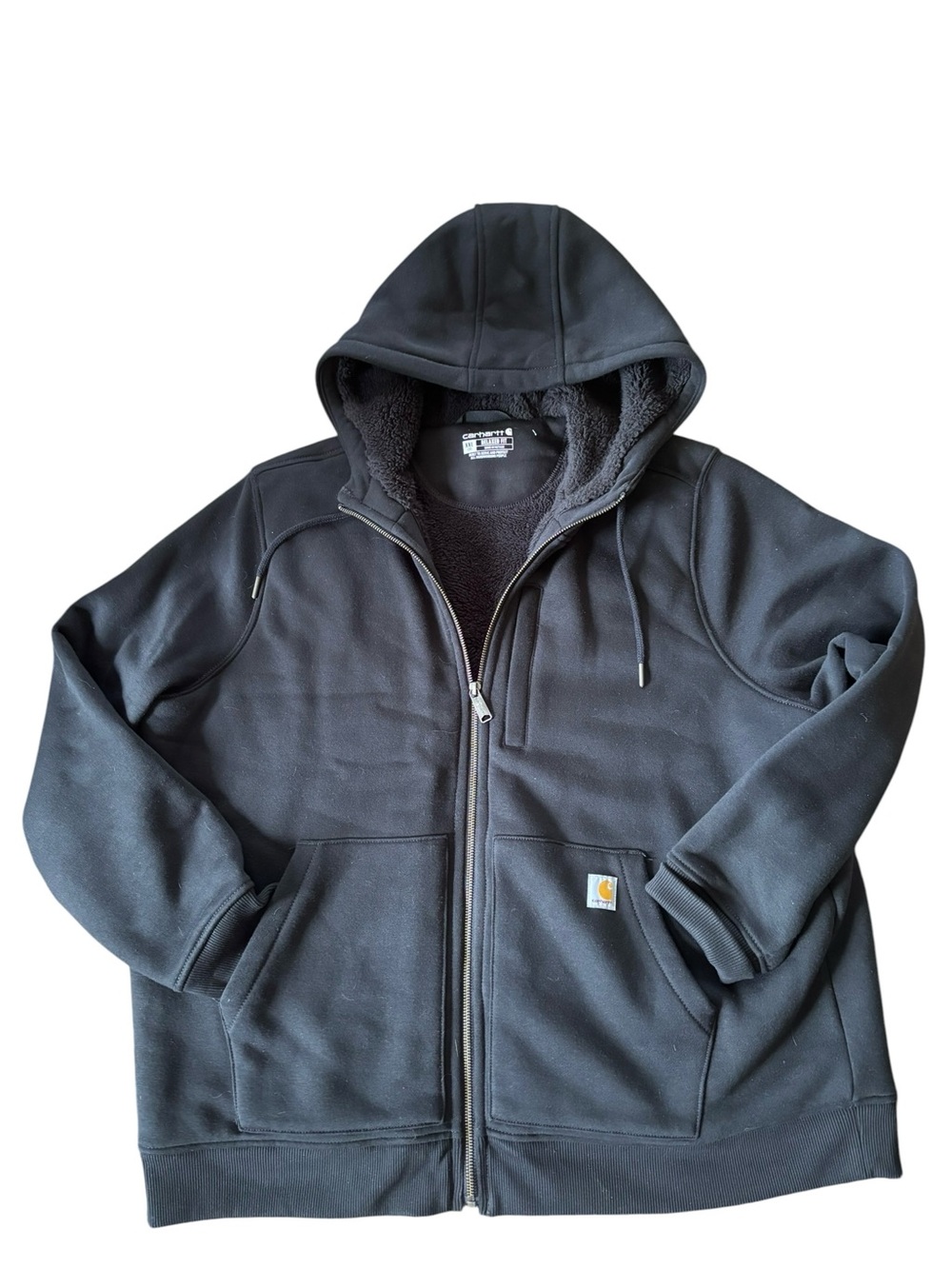 Carhartt Relaxed Fit Midweight Sherpa-Lined Full-Zip Sweatshirt Sz XXL 20 Black